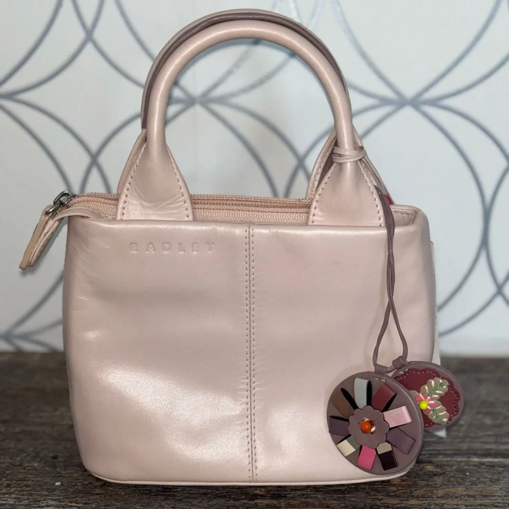 Radley London Mini Leather Tote Pink Scottie Charm Crossbody Bag NWT - Picture 2 of 5